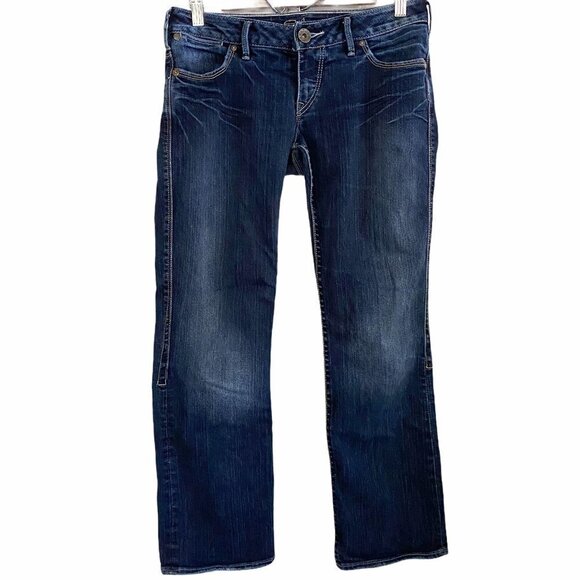 Silver Women's Santorini Dark Wash Cropped Ankle Factory Faded Jeans Size 28 - Picture 1 of 11